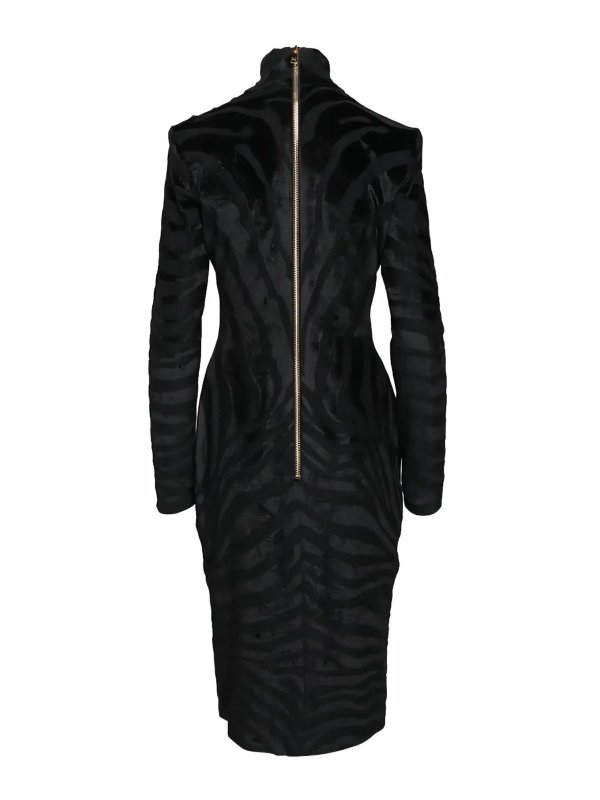 Balmain: knee length dresses online - Zebra-Pattern Midi Dress