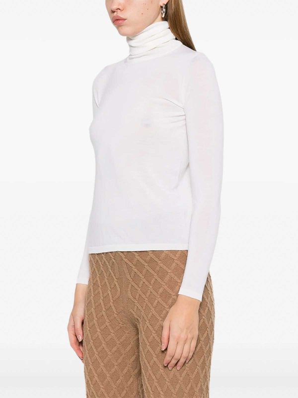 The Best Shops Max Mara: Strickpullover mit Rundhalsausschnitt - Rundhalspullover - Weiß