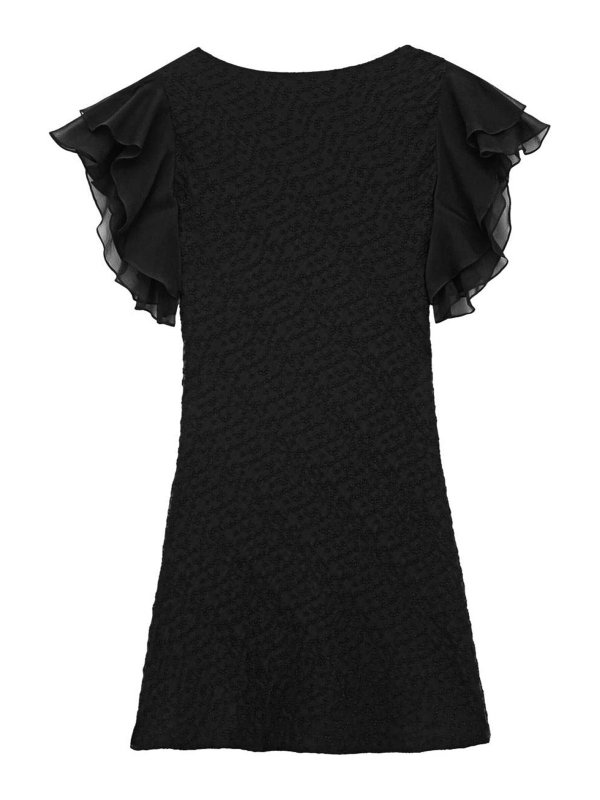 SAINT LAURENT: knee length dresses online - V-Neck Embroidered Dress