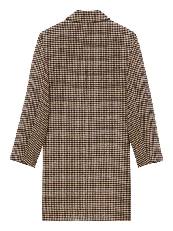 SAINT LAURENT: knee length coats online - Vichy-Check Mac Coat