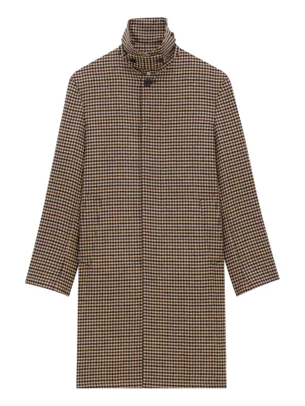 The Best Shops SAINT LAURENT: knee length coats - Vichy-Check Mac Coat