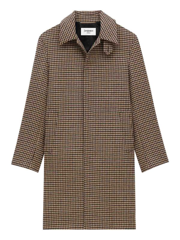 Vichy-Check Mac Coat shop online: SAINT LAURENT