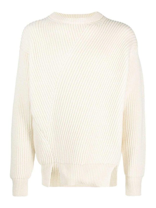 JIL SANDER: Strickpullover mit Rundhalsausschnitt - Rundhalspullover - Weiß