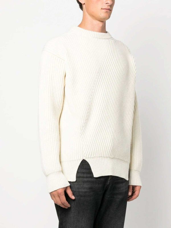 The Best Shops JIL SANDER: Strickpullover mit Rundhalsausschnitt - Rundhalspullover - Weiß