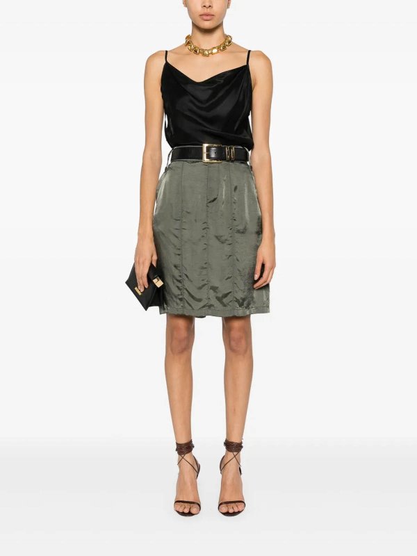 SAINT LAURENT: mini skirts online - Satin Pencil Mini Skirt