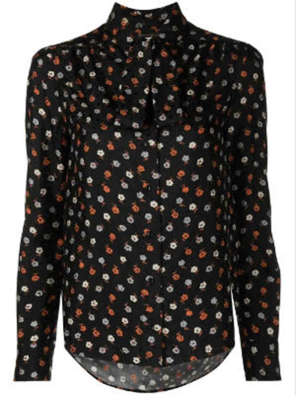 SAINT LAURENT: blouses online - Floral-Print Long-Sleeve Blouse