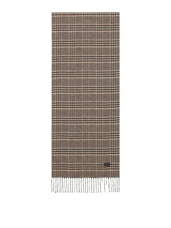 SAINT LAURENT: scarves online - Fringed Check-Pattern Scarf