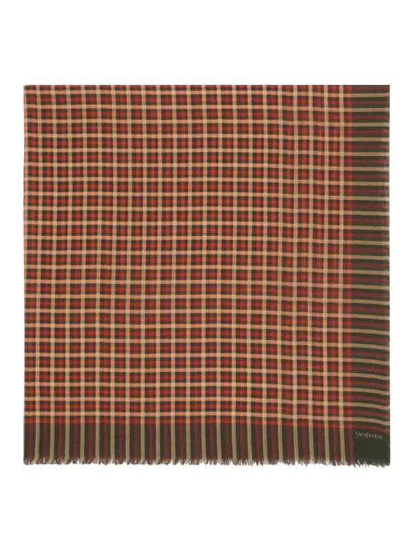 SAINT LAURENT: scarves - Madras-Motif Large Square Scarf
