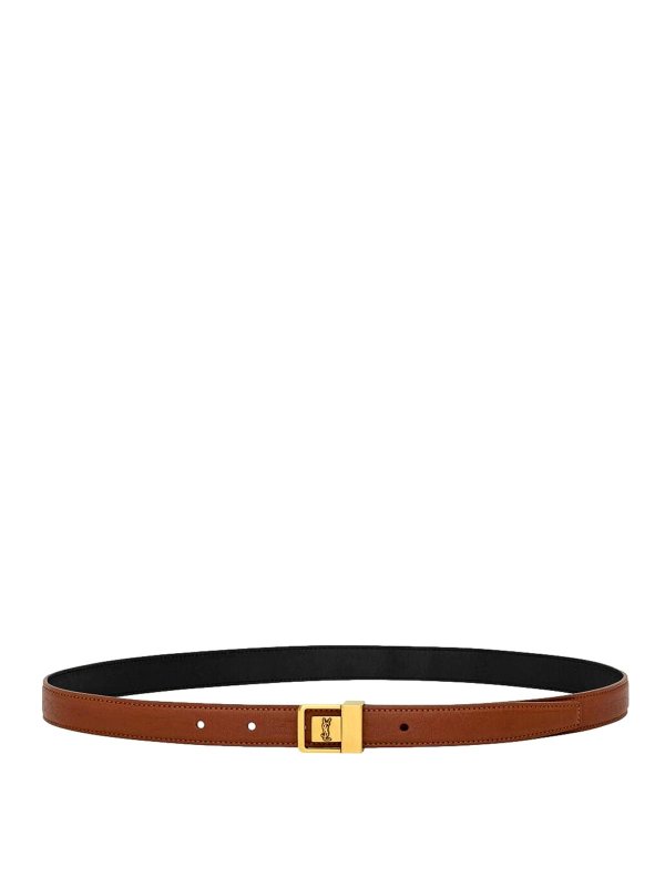SAINT LAURENT: belts - La 66 Thin Leather Belt