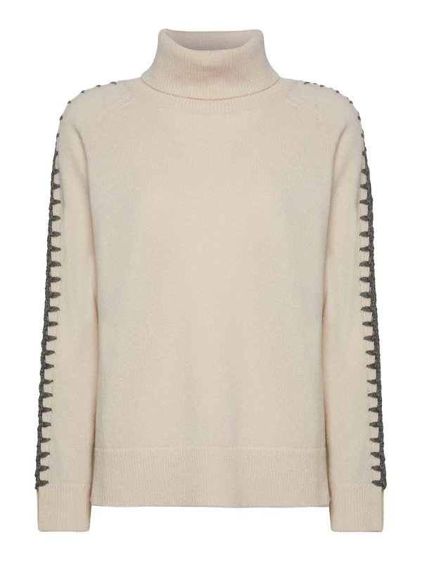 ELENA MIRO`: Rollkragenpullover  und Polo-Ausschnitt - Rollkragenpullover - Weiß