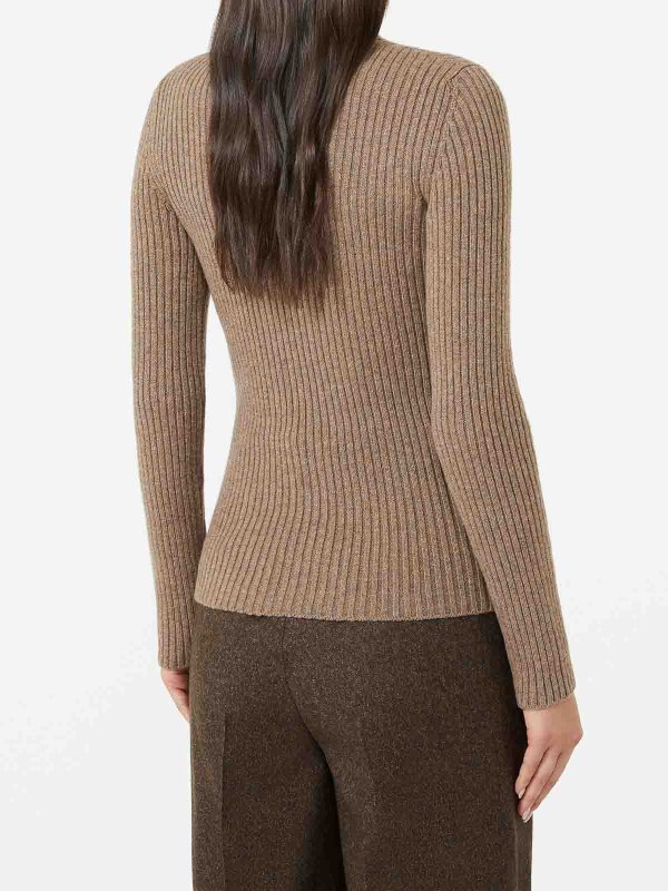 The Best Shops Max Mara: Strickpullover mit Rundhalsausschnitt - Rundhalspullover - Braun