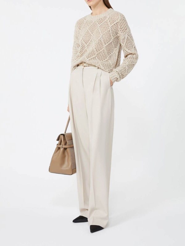 MAX MARA STUDIO: Strickpullover mit Rundhalsausschnitt online - Rundhalspullover - Beige