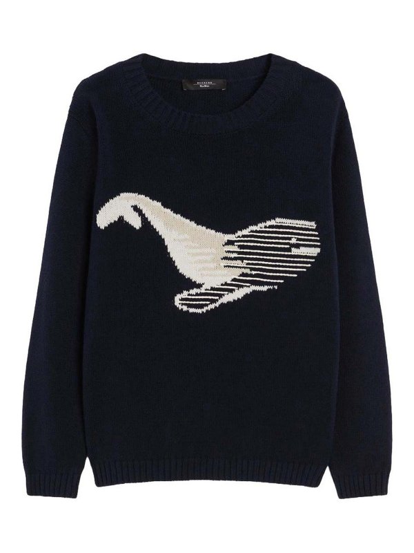 WEEKEND MAX MARA: Strickpullover mit Rundhalsausschnitt - Rundhalspullover - Blau