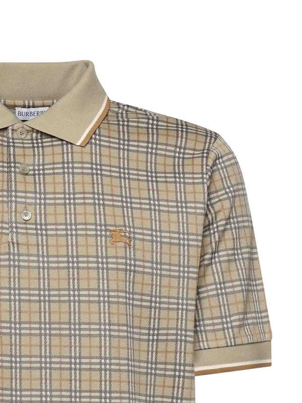 BURBERRY: polo shirts online - Check Cotton Blend Polo Shirt