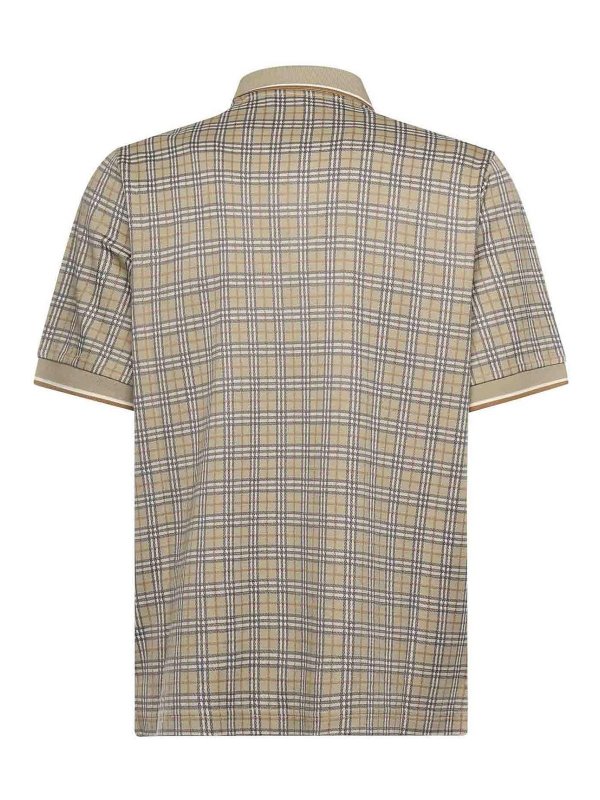 The Best Shops BURBERRY: polo shirts - Check Cotton Blend Polo Shirt