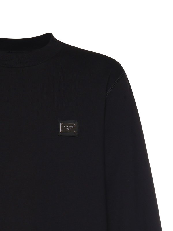 DOLCE & GABBANA: Sweatshirts & Sweaters online - Cotton Sweatshirt With Logo Plaque