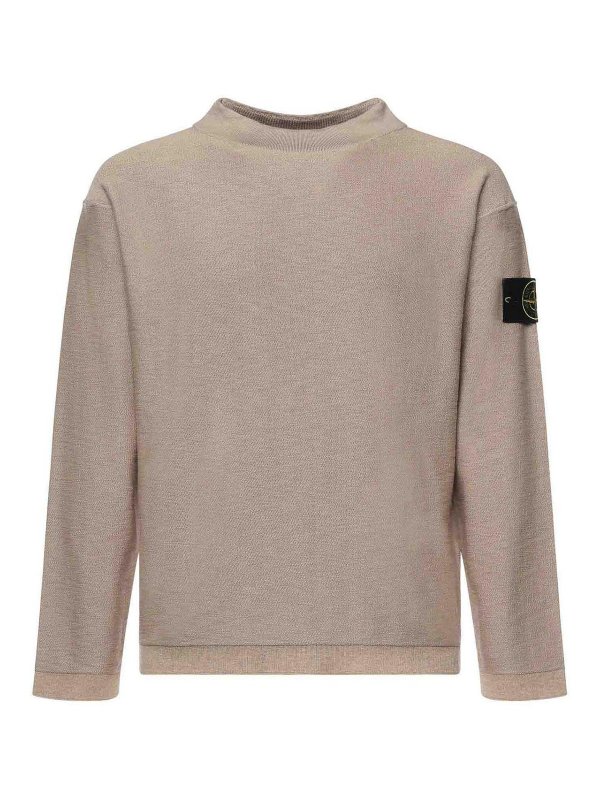 STONE ISLAND: Strickpullover mit Rundhalsausschnitt - Rundhalspullover - Camel