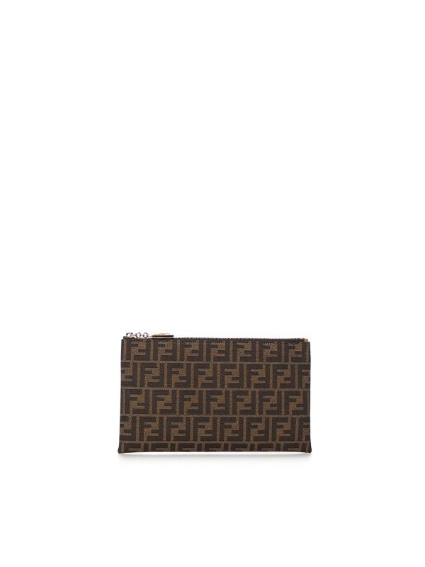 FENDI: totes bags online - Medium Baguette Ff Jacquard Flat Pouch