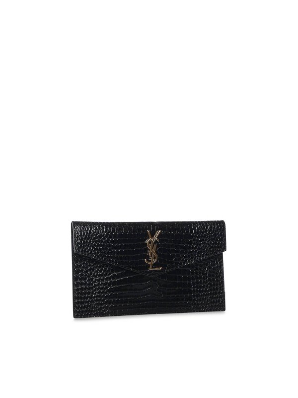 SAINT LAURENT: clutches online - Uptown Cassandre Leather Clutch