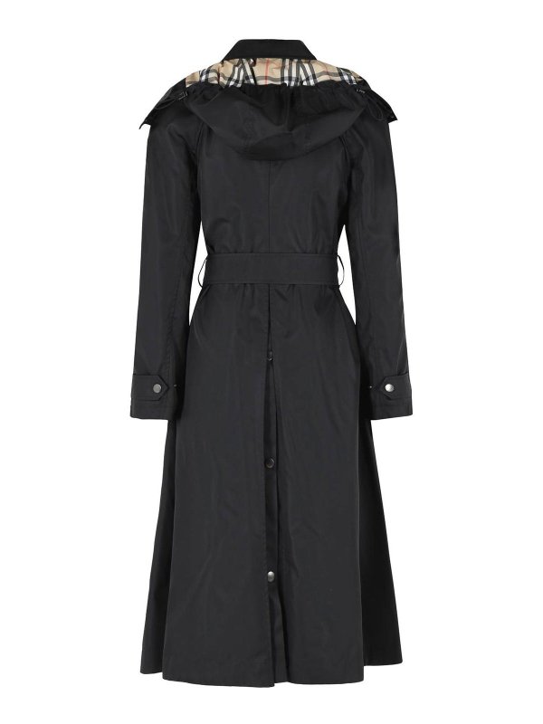 BURBERRY: long coats online - Long Car Coat With Black Nylon Hood