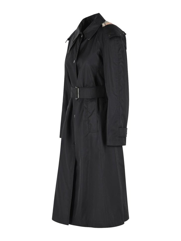 The Best Shops BURBERRY: long coats - Long Car Coat With Black Nylon Hood