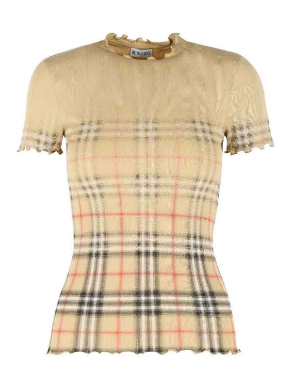 BURBERRY: Strickpullover mit Rundhalsausschnitt - Rundhalspullover - Beige