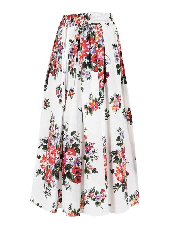 The Best Shops DOLCE & GABBANA: gonne al ginocchio  e longuette - Gonna Fiori in cotone bianco