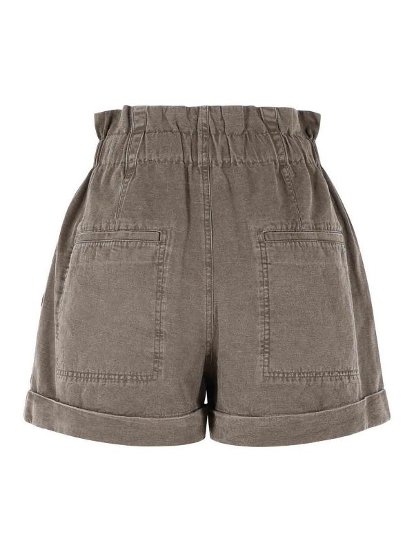 ISABEL MARANT: pantaloni shorts online - Shorts Nirma in cotone e lino marrone