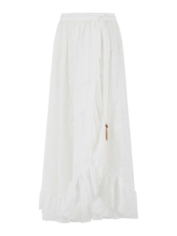 The Best Shops ZIMMERMANN: ニーレングススカート＆ミディ丈 - 膝丈/ミディスカート - 白