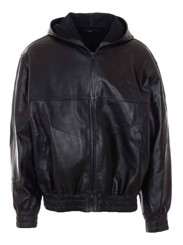 AMIRI: Sweatshirts & Sweaters - Leather Zipped Hoodie