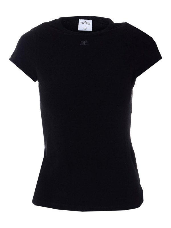 Courreges: t-shirts - Black Baby Spongy T-Shirt