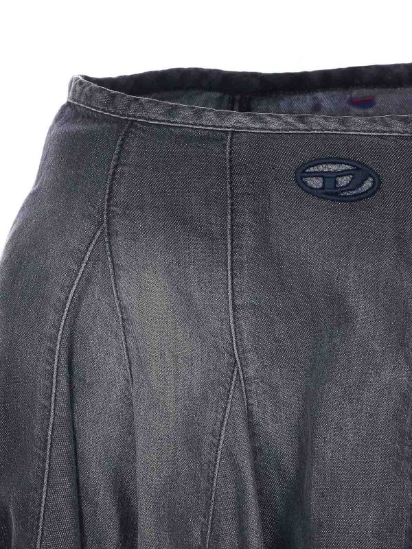 膝丈/ミディスカート - 黒 shop online: DIESEL