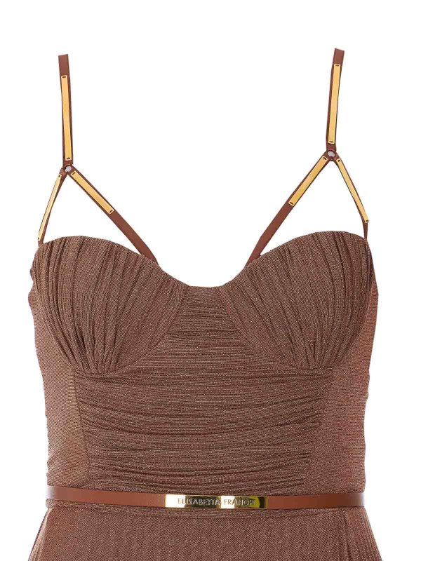 膝丈ドレス - ブラウン shop online: ELISABETTA FRANCHI