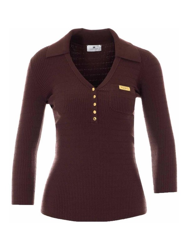 ELISABETTA FRANCHI: トップス＆タンクトップ - トップ/タンクトップ - ブラウン