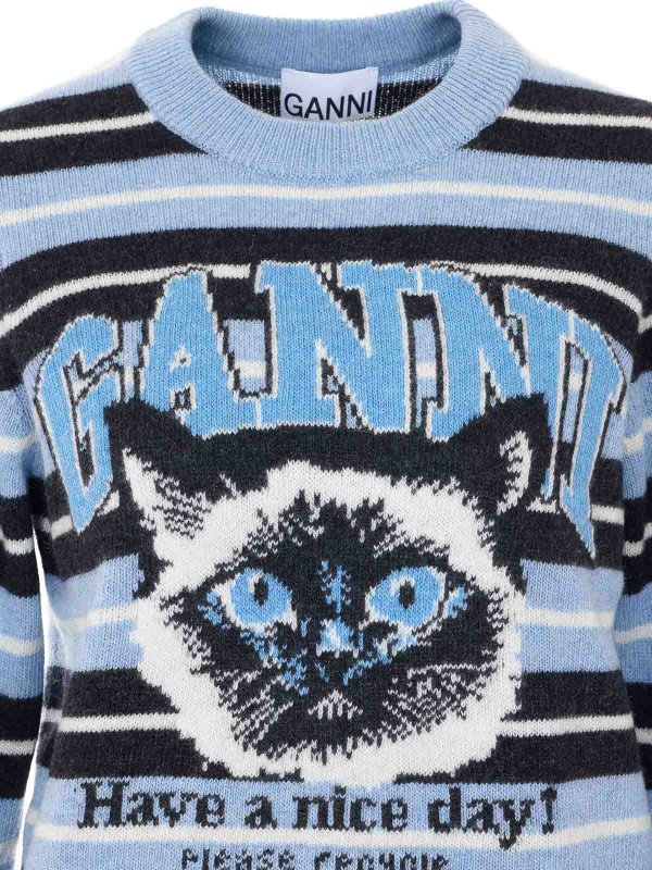 クルーネック - ブルー shop online: GANNI