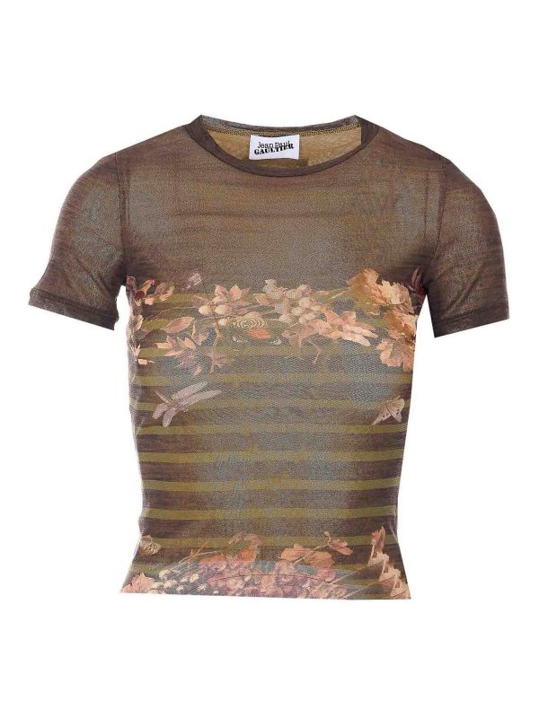 JEAN PAUL GAULTIER: t-shirts - Green Mesh Baby T-Shirt