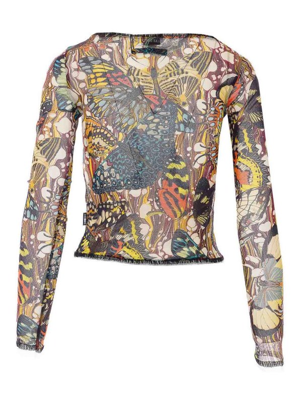 JEAN PAUL GAULTIER: Tops & Tank tops online - Yellow And Multicolor Re-Edition Mesh Top