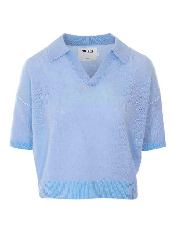 NOTSHY: Strickpullover mit Rundhalsausschnitt - Rundhalspullover - Blau