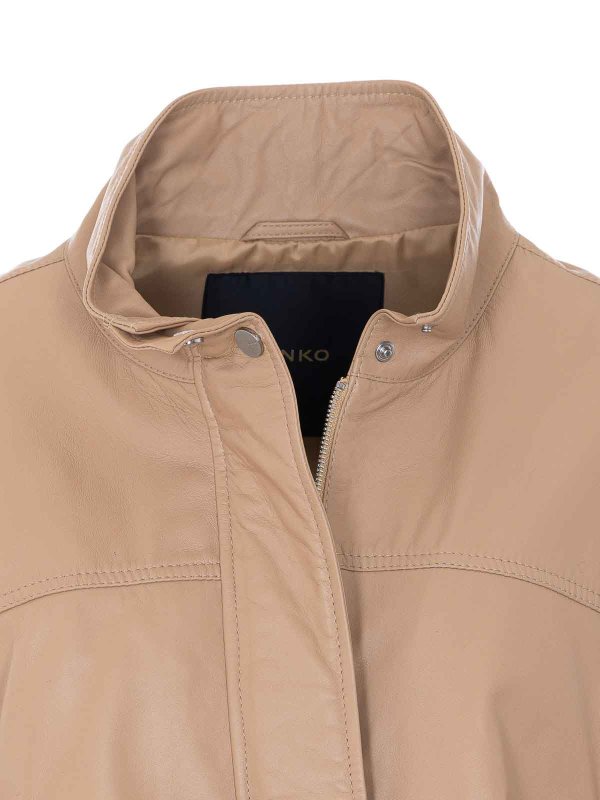 レザージャケット - ベージュ shop online: Pinko