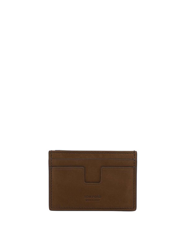 TOM FORD: portafogli - Porta carte Classic T Line Marrone Oliva