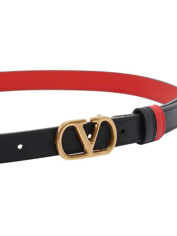 VALENTINO GARAVANI: belts online - Black And Red Vlogo Signature Reversible Belt