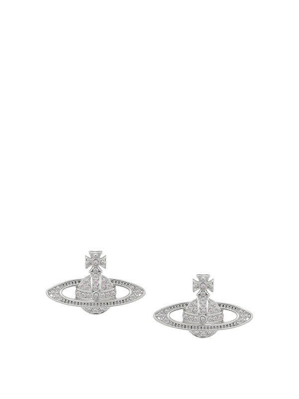 VIVIENNE WESTWOOD: Earrings - Silver Mini Bas Relief Earrings