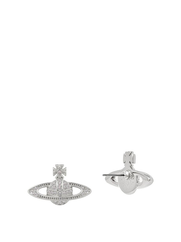 VIVIENNE WESTWOOD: Earrings online - Silver Mini Bas Relief Earrings
