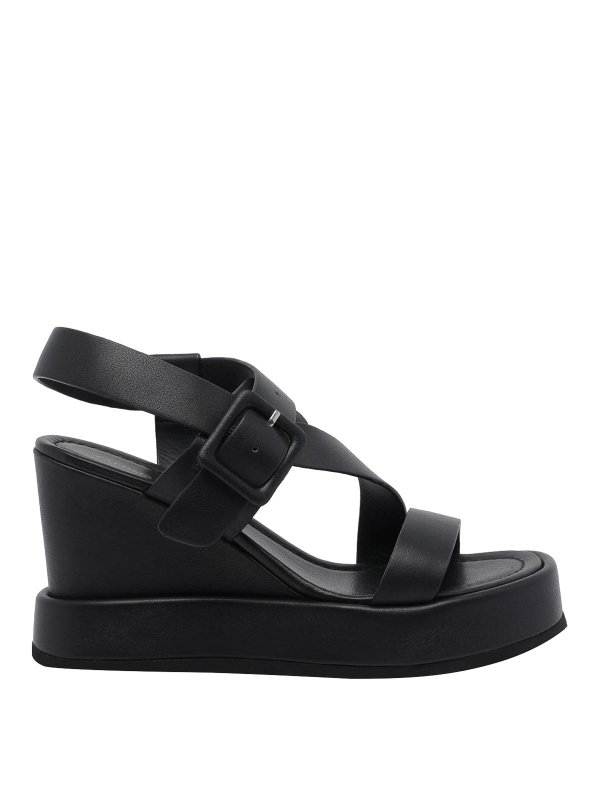 Paloma Barcelò: espadrilles - Black Tessa Nappa Wedges