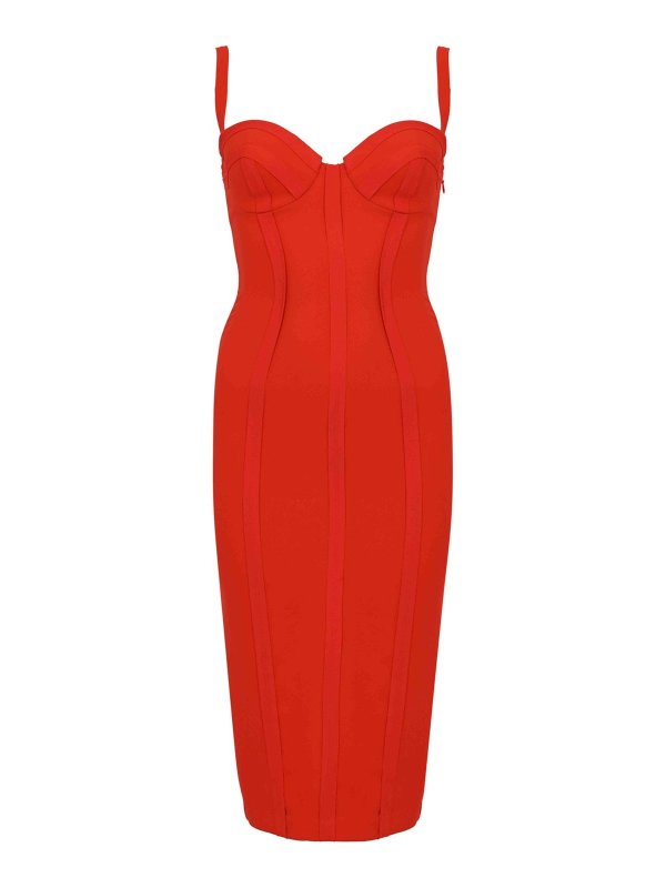 ELISABETTA FRANCHI: ニーレングスドレス - 膝丈ドレス - オレンジ