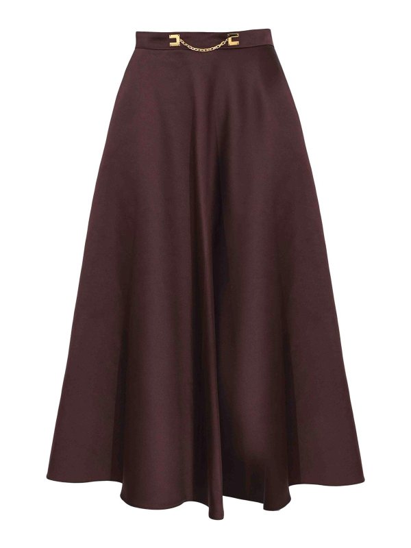 ELISABETTA FRANCHI: ニーレングススカート＆ミディ丈 - 膝丈/ミディスカート - ブラウン