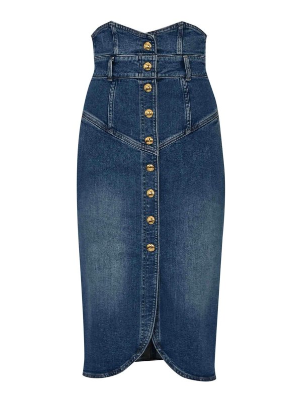 ELISABETTA FRANCHI: ニーレングススカート＆ミディ丈 - 膝丈/ミディスカート - ブルー