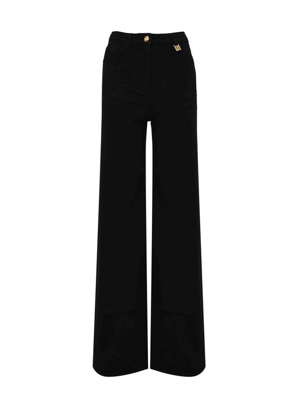 ELISABETTA FRANCHI: ベルボトムジーンズ - フレアジーンズ - 黒