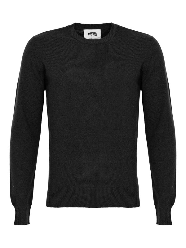 ALPHA STUDIO: Pull col rond - Pull Col Rond - Noir