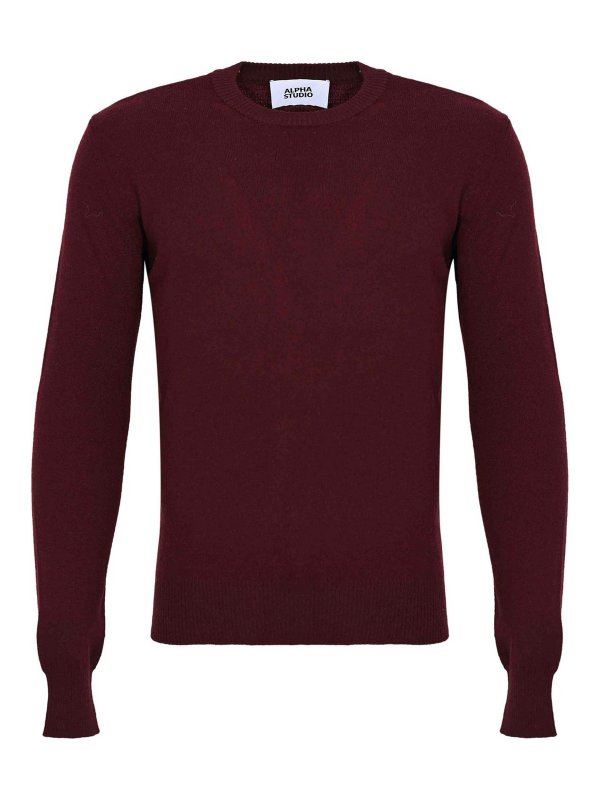 ALPHA STUDIO: Strickpullover mit Rundhalsausschnitt - Rundhalspullover - Dunkelrot